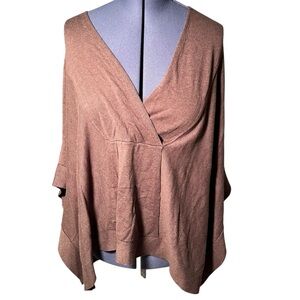 MarlaWynne Everywhere V-Neck Poncho Sweater Brown